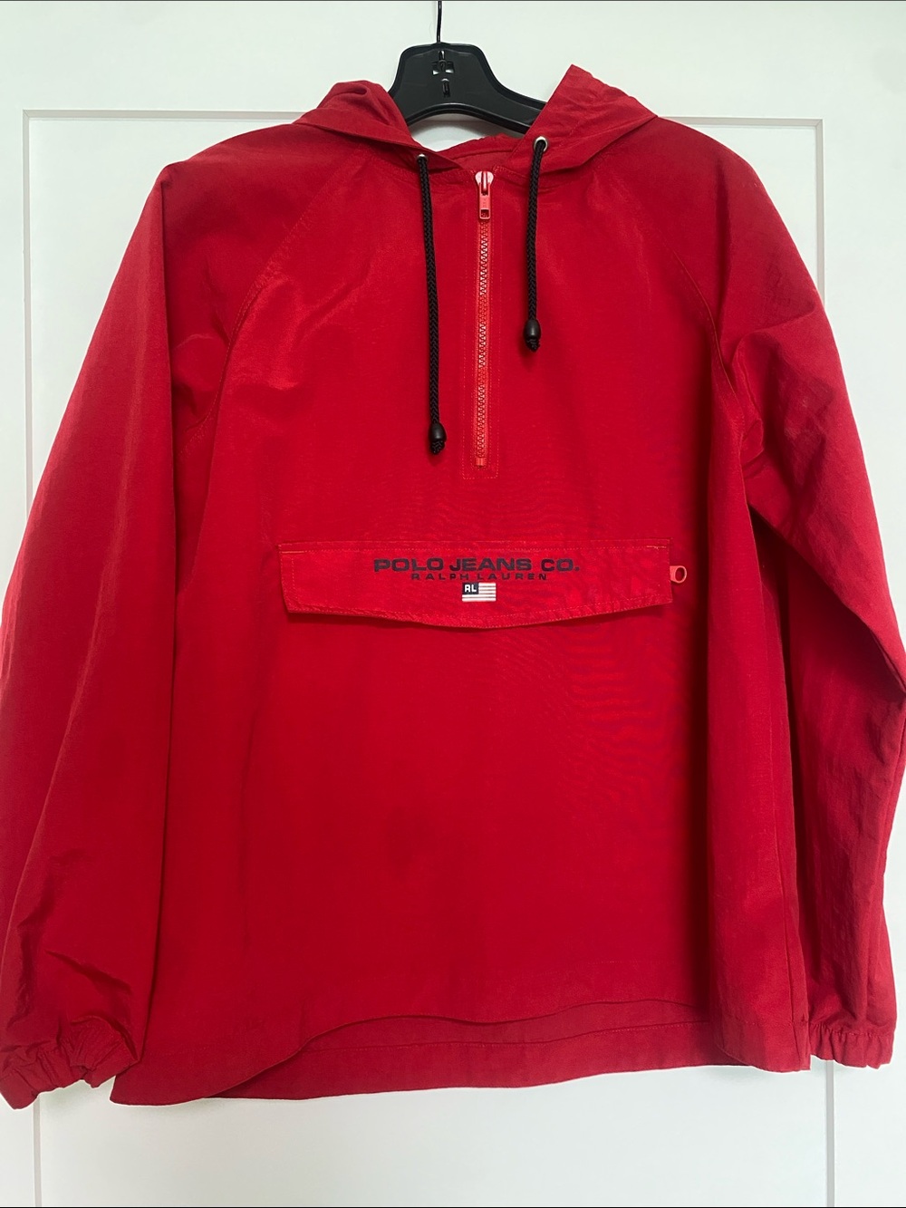 Vintage Polo Jeans Co. Red Pullover Windbreaker Hoodie Size Small EUC - Picture 4 of 4
